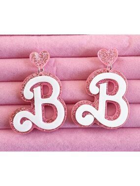 Barbie Earrings Acrylic Heart Shape Top
